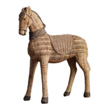 Maxbell Retro Imitation Rattan Horse Statue Handicraft for Study Home Decoration