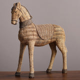 Maxbell Retro Imitation Rattan Horse Statue Handicraft for Study Home Decoration