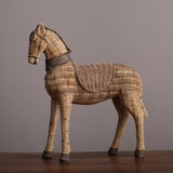 Maxbell Retro Imitation Rattan Horse Statue Handicraft for Study Home Decoration