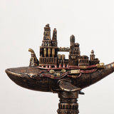 Maxbell Steampunk Flying Fish Boat Statue Collectible for Home Decoration Gift