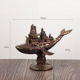 Maxbell Steampunk Flying Fish Boat Statue Collectible for Home Decoration Gift
