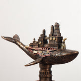 Maxbell Steampunk Flying Fish Boat Statue Collectible for Home Decoration Gift