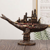 Maxbell Steampunk Flying Fish Boat Statue Collectible for Home Decoration Gift