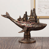 Maxbell Steampunk Flying Fish Boat Statue Collectible for Home Decoration Gift