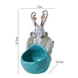 Maxbell Elephant Statue Bowl Ornament Organizer Craft Creative for Office Table Green