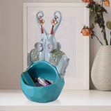 Maxbell Elephant Statue Bowl Ornament Organizer Craft Creative for Office Table Green