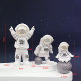 Maxbell 3Pcs Astronaut Statues Cake Toppers Figurines for Windowsills Crafts Decor White