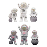 Maxbell 3Pcs Astronaut Statues Cake Toppers Figurines for Windowsills Crafts Decor White