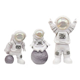 Maxbell 3Pcs Astronaut Statues Cake Toppers Figurines for Windowsills Crafts Decor White