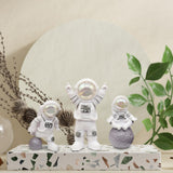 Maxbell 3Pcs Astronaut Statues Cake Toppers Figurines for Windowsills Crafts Decor White