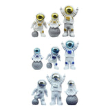 Maxbell 3Pcs Astronaut Statues Spaceman Ornaments for Cake Topper Decoration Crafts Aureate