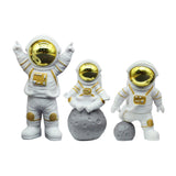 Maxbell 3Pcs Astronaut Statues Spaceman Ornaments for Cake Topper Decoration Crafts Aureate