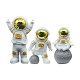 Maxbell 3Pcs Astronaut Statues Spaceman Ornaments for Cake Topper Decoration Crafts Aureate