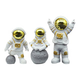 Maxbell 3Pcs Astronaut Statues Spaceman Ornaments for Cake Topper Decoration Crafts Aureate