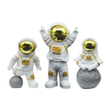 Maxbell 3Pcs Astronaut Statues Spaceman Ornaments for Cake Topper Decoration Crafts Aureate