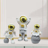 Maxbell 3Pcs Astronaut Statues Spaceman Ornaments for Cake Topper Decoration Crafts Aureate
