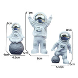 Maxbell 3Pcs Astronaut Statues Spaceman Ornaments for Cake Topper Decoration Crafts Argent