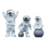 Maxbell 3Pcs Astronaut Statues Spaceman Ornaments for Cake Topper Decoration Crafts Argent