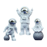 Maxbell 3Pcs Astronaut Statues Spaceman Ornaments for Cake Topper Decoration Crafts Argent