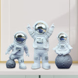 Maxbell 3Pcs Astronaut Statues Spaceman Ornaments for Cake Topper Decoration Crafts Argent