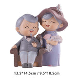 Maxbell Elderly Couple Figurines Handmade Statue for Old Age Wedding Decoration 13.5cmx7.5cmx14.5cm