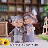 Maxbell Elderly Couple Figurines Handmade Statue for Old Age Wedding Decoration 13.5cmx7.5cmx14.5cm