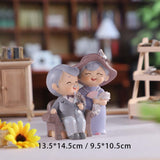 Maxbell Elderly Couple Figurines Handmade Statue for Old Age Wedding Decoration 13.5cmx7.5cmx14.5cm