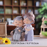 Maxbell Elderly Couple Figurines Handmade Statue for Old Age Wedding Decoration 13.5cmx7.5cmx14.5cm