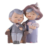 Maxbell Elderly Couple Figurines Handmade Statue for Old Age Wedding Decoration 13.5cmx7.5cmx14.5cm