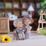 Maxbell Elderly Couple Figurines Handmade Statue for Old Age Wedding Decoration 13.5cmx7.5cmx14.5cm