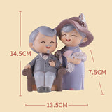 Maxbell Elderly Couple Figurines Handmade Statue for Old Age Wedding Decoration 13.5cmx7.5cmx14.5cm