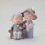 Maxbell Elderly Couple Figurines Handmade Statue for Old Age Wedding Decoration 9.6cmx5.5cmx10.5cm