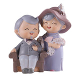 Maxbell Elderly Couple Figurines Handmade Statue for Old Age Wedding Decoration 9.6cmx5.5cmx10.5cm