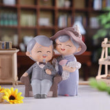 Maxbell Elderly Couple Figurines Handmade Statue for Old Age Wedding Decoration 9.6cmx5.5cmx10.5cm