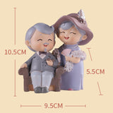 Maxbell Elderly Couple Figurines Handmade Statue for Old Age Wedding Decoration 9.6cmx5.5cmx10.5cm
