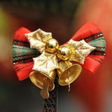 Maxbell 4x Xmas Tree Hanging Decoration Crafts Christmas Bow Bell Holiday Home Plaid Bow Aureate