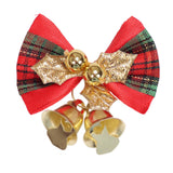 Maxbell 4x Xmas Tree Hanging Decoration Crafts Christmas Bow Bell Holiday Home Plaid Bow Aureate