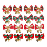 Maxbell 4x Xmas Tree Hanging Decoration Crafts Christmas Bow Bell Holiday Home Plaid Bow Aureate