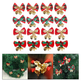 Maxbell 4x Xmas Tree Hanging Decoration Crafts Christmas Bow Bell Holiday Home Plaid Bow Aureate