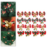 Maxbell 4x Xmas Tree Hanging Decoration Crafts Christmas Bow Bell Holiday Home Plaid Bow Aureate