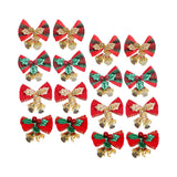 Maxbell 4x Xmas Tree Hanging Decoration Crafts Christmas Bow Bell Holiday Home Plaid Bow Aureate