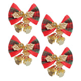 Maxbell 4x Xmas Tree Hanging Decoration Crafts Christmas Bow Bell Holiday Home Plaid Bow Aureate
