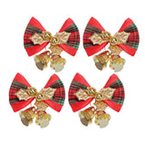 Maxbell 4x Xmas Tree Hanging Decoration Crafts Christmas Bow Bell Holiday Home Plaid Bow Aureate