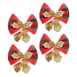 Maxbell 4x Xmas Tree Hanging Decoration Crafts Christmas Bow Bell Holiday Home Plaid Bow Aureate