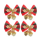 Maxbell 4x Xmas Tree Hanging Decoration Crafts Christmas Bow Bell Holiday Home Plaid Bow Aureate