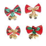 Maxbell 4x Xmas Tree Hanging Decoration Crafts Christmas Bow Bell Holiday Home Plaid Bow Aureate
