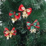Maxbell 4x Xmas Tree Hanging Decoration Crafts Christmas Bow Bell Holiday Home Plaid Bow Aureate