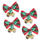 Maxbell 4x Xmas Tree Hanging Decoration Crafts Christmas Bow Bell Holiday Home Plaid Bow Green