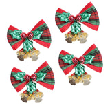 Maxbell 4x Xmas Tree Hanging Decoration Crafts Christmas Bow Bell Holiday Home Plaid Bow Green