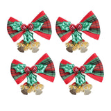 Maxbell 4x Xmas Tree Hanging Decoration Crafts Christmas Bow Bell Holiday Home Plaid Bow Green